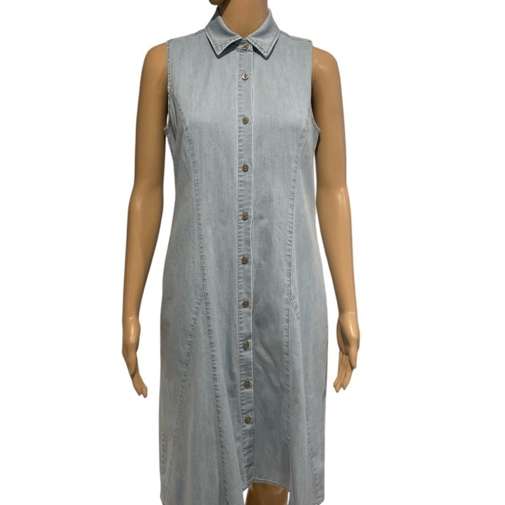 LOGO by Lori Goldstein Sleeveless Light Blue Denim Dress size XS - Picture 2 of 4